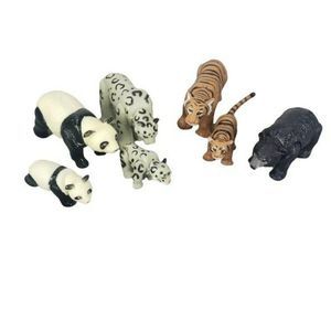 K&M vintage Zoo Animals Assorted Posable Toy Figures pandas tigers‎ leopards